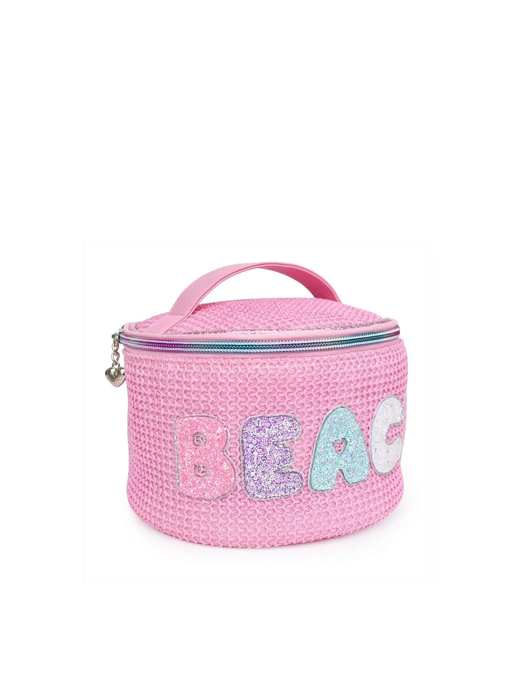 OMG Accessories Pink Straw Beach Round Glam Bag